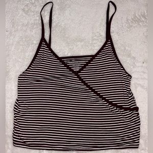 AMERICAN EAGLE, NWOT, never worn, criss-cross tank, maroon and white stripes